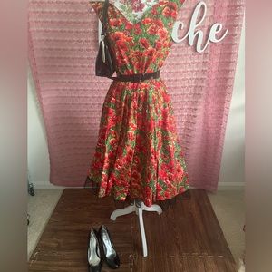 Bernie Dexter Retro Floral Poppy Print Whimsical Dress 👗🌸 ✨